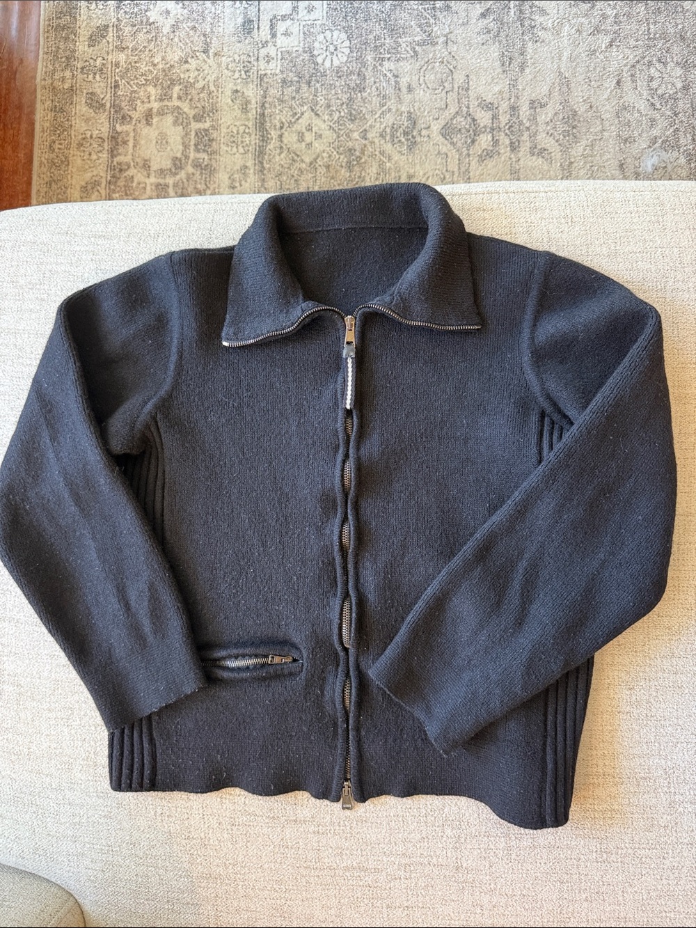 Authentic Vintage Gucci 90s Tom Ford Era Double Zip Mock Neck Cardigan Jacket